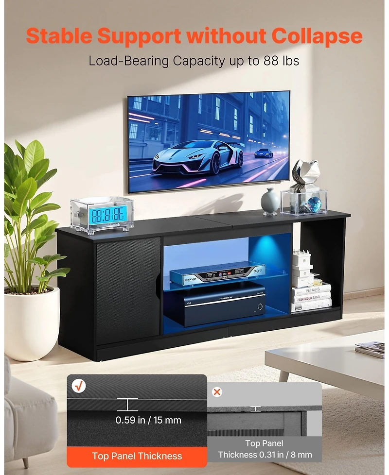 Sugift Tv Stand for 65inches Tv, Modern Entertainment Center with Storage