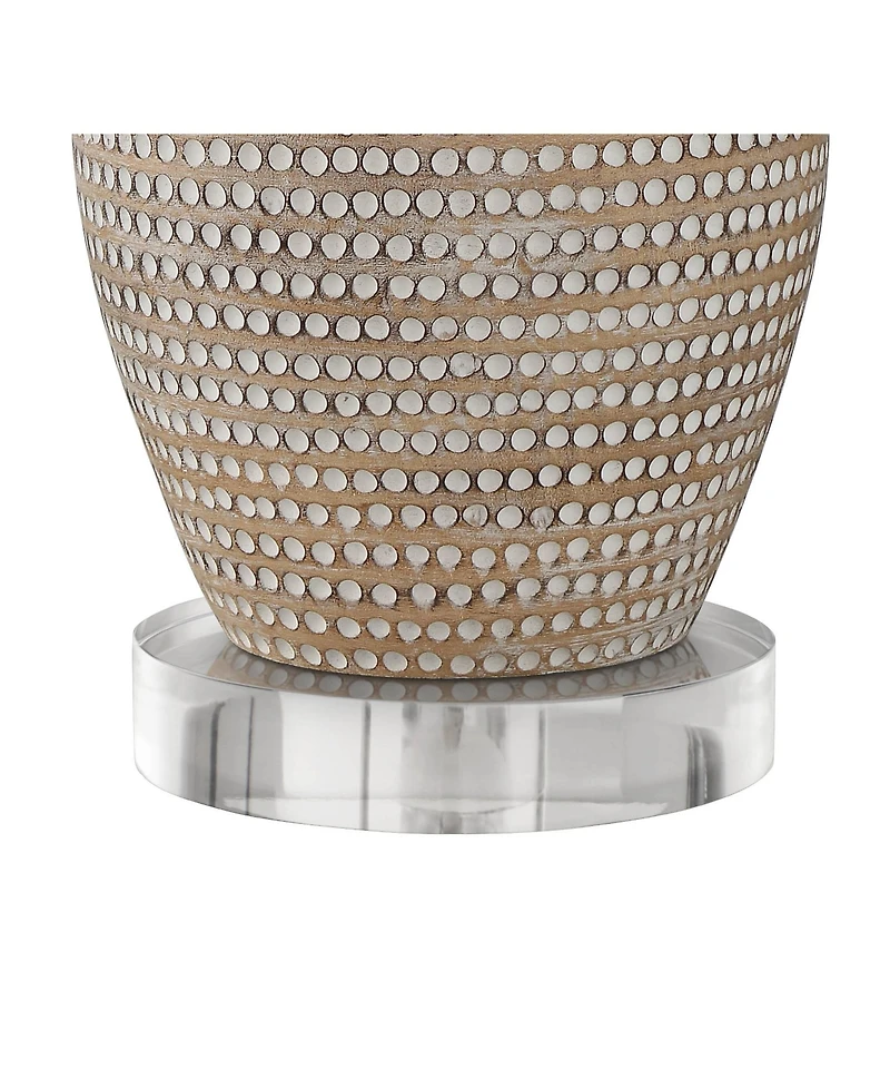 Regency Hill Glenn Farmhouse Table Lamps Set of 2 with Round Risers 28 1/2" Tall Dappled Sandy Oatmeal Fabric Drum Shade for Bedroom Home