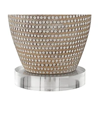 Regency Hill Glenn Farmhouse Table Lamps Set of 2 with Round Risers 28 1/2" Tall Dappled Sandy Oatmeal Fabric Drum Shade for Bedroom Home