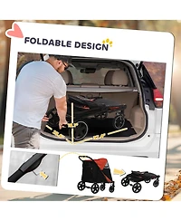 Zeus and Ruta Cat Stroller with One Click Foldable, Shock Absorbing Wheels, Easy Storage, Indoor/Outdoor Ready