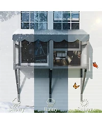 Zeus and Ruta Cat Catio Window Enclosure with Wooden Mount, Expandable Multi-Level Design, Secure Locks