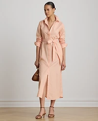 Lauren Ralph Petite Button-Down Striped End-On-End Shirt Dress