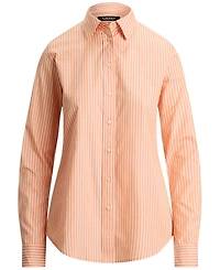 Lauren Ralph Petite Point Collar Classic Fit Striped End-On-End Shirt