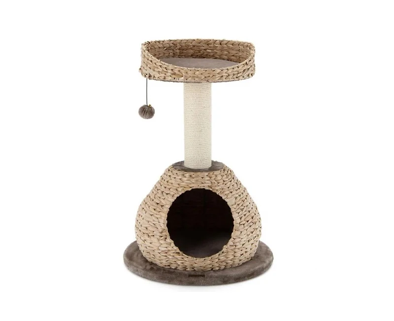 Zeus and Ruta 28 Inch Hand Made Cat Tree Tower with Jump Platform for Indoor Cats