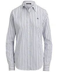 Lauren Ralph Petite Point Collar Classic Fit Striped Broadcloth Shirt