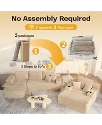 Xizzi 3-Piece L-Shaped Cloud Sectional Sofa with Oversized Chaise Lounge, No-Assembly Living Room Furniture Set, Plush Modular Couch and Comfy Chair