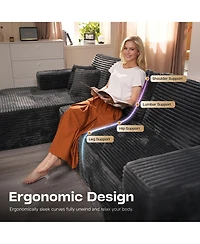 Xizzi 3-Piece L-Shaped Cloud Sectional Sofa with Oversized Chaise Lounge, No-Assembly Living Room Furniture Set, Plush Modular Couch and Comfy Chair