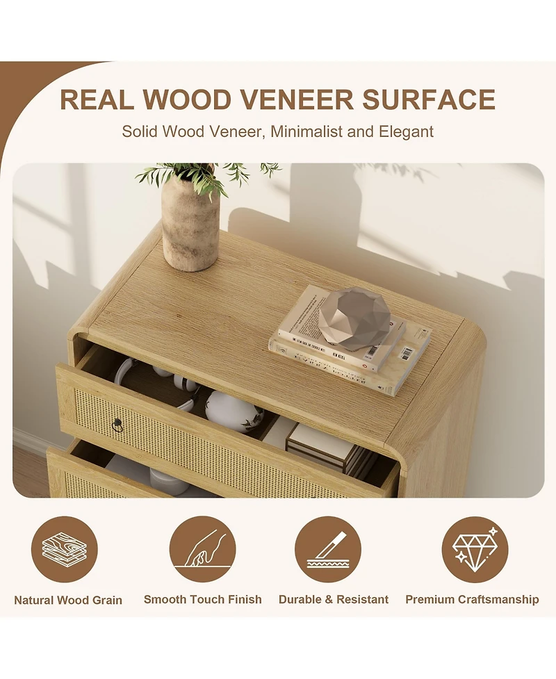 gaomon 31''Tall Rattan Dresser,6 Drawer Dresser for Bedroom,Dressers and Chests of Drawers