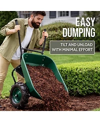 Best Choice Products Heavy Duty Dual-Wheel Wheelbarrow Garden Cart w/Built in Stand, 500lb Capacity, Extra Large Wheels