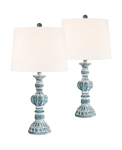 Regency Hill Tanya 26 1/2" Tall Farmhouse Traditional Table Lamps Set of 2 WiFi Smart Socket Wash Living Room Bedroom