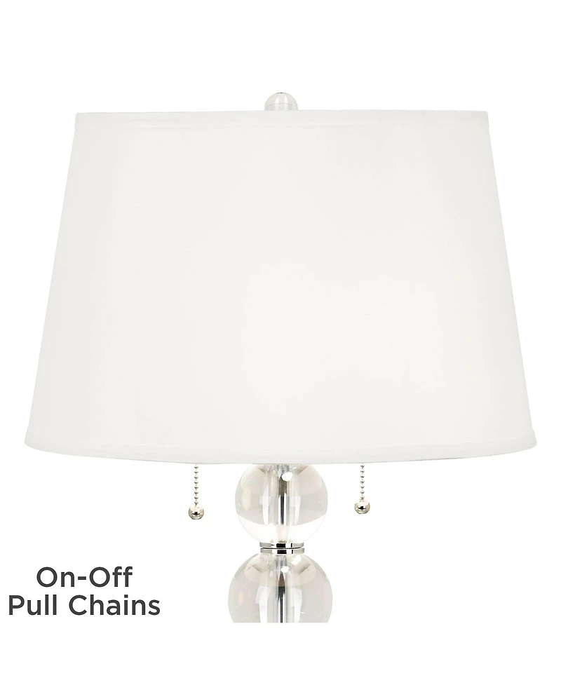 Vienna Full Spectrum Modern Table Lamp 26 1/2" High Square Marble Riser Crystal Spheres Drum Shade for Bedroom Living Room