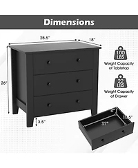 Slickblue 3 Drawer Bedside Dresser Chest for Bedroom Storage