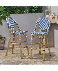 sumyeg Outdoor Pe Rattan French Barstool with Aluminum Frame Set of 2
