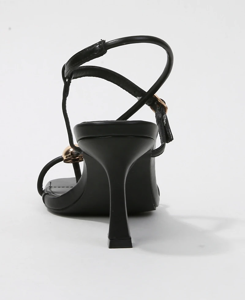 Berness Women's Hisako Dress Heeled Thong Sandal with Gold-Tone Detail