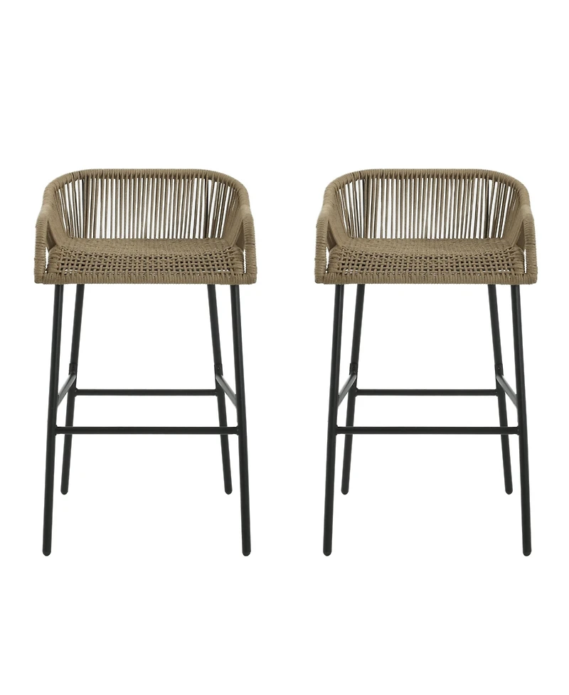 sumyeg La Push Outdoor Patio Rope Bar Stool, Patio Bar Chair Set of 2