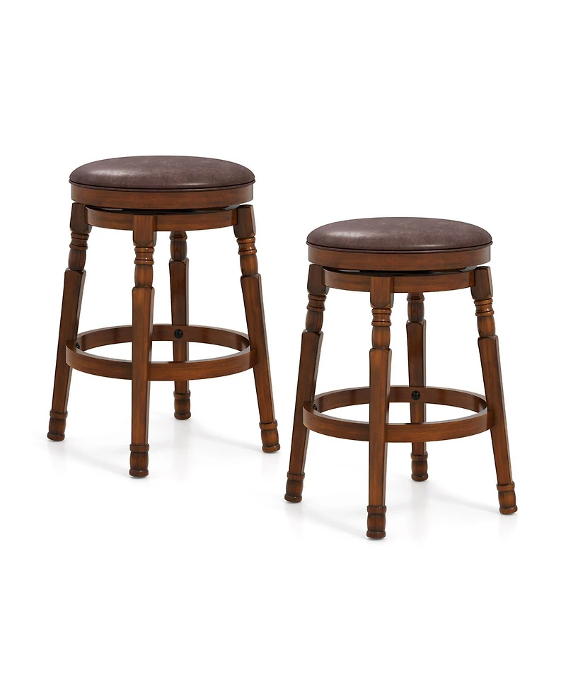 sumyeg Set of 2 Swivel Leather Padded Bar Stools
