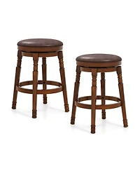 sumyeg Set of 2 Swivel Leather Padded Bar Stools