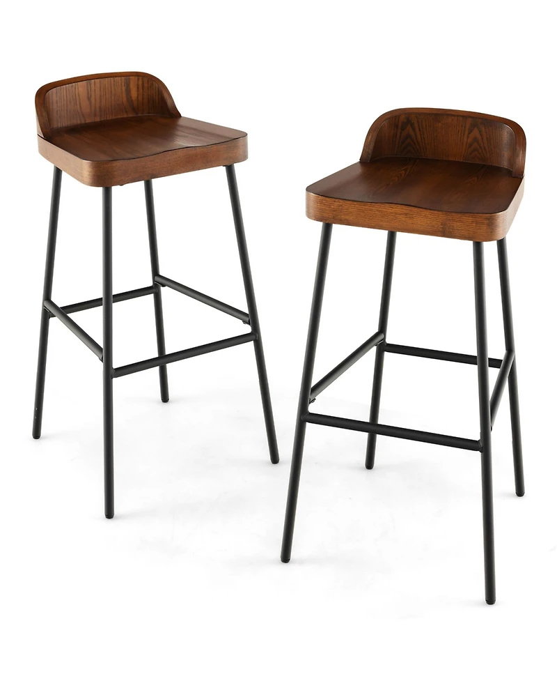 sumyeg Industrial Bar Stool with Low Back and Footrest Set of 1 or 2