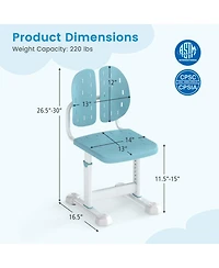 Gouun 5-Position Height-Adjustable Study Chair with Dual Back Support for Kids