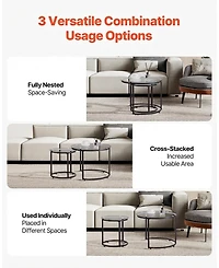 Sugift Nesting Coffee Table Set of 2, 23.6" Round Glass Tables for Small Spaces