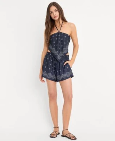 Good American Womens Bandana Print Top Pull On Shorts