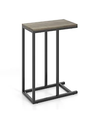 Sugift C Shaped Sofa Side Table with Heavy Duty Metal Frame