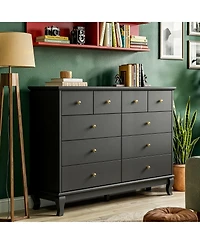 Famapy Paint 10-Drawer Wood Double Dresser Storage Cabinet