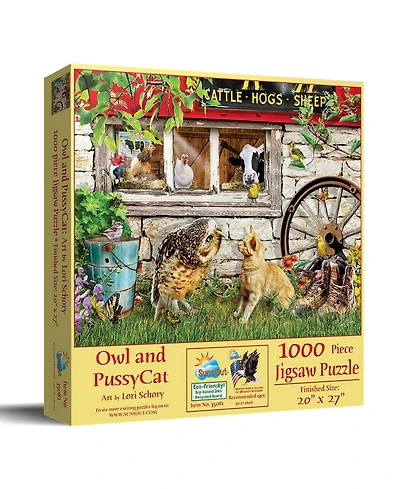 SunsOut Owl and Pussycat 1000 piece Jigsaw Puzzle for Adults