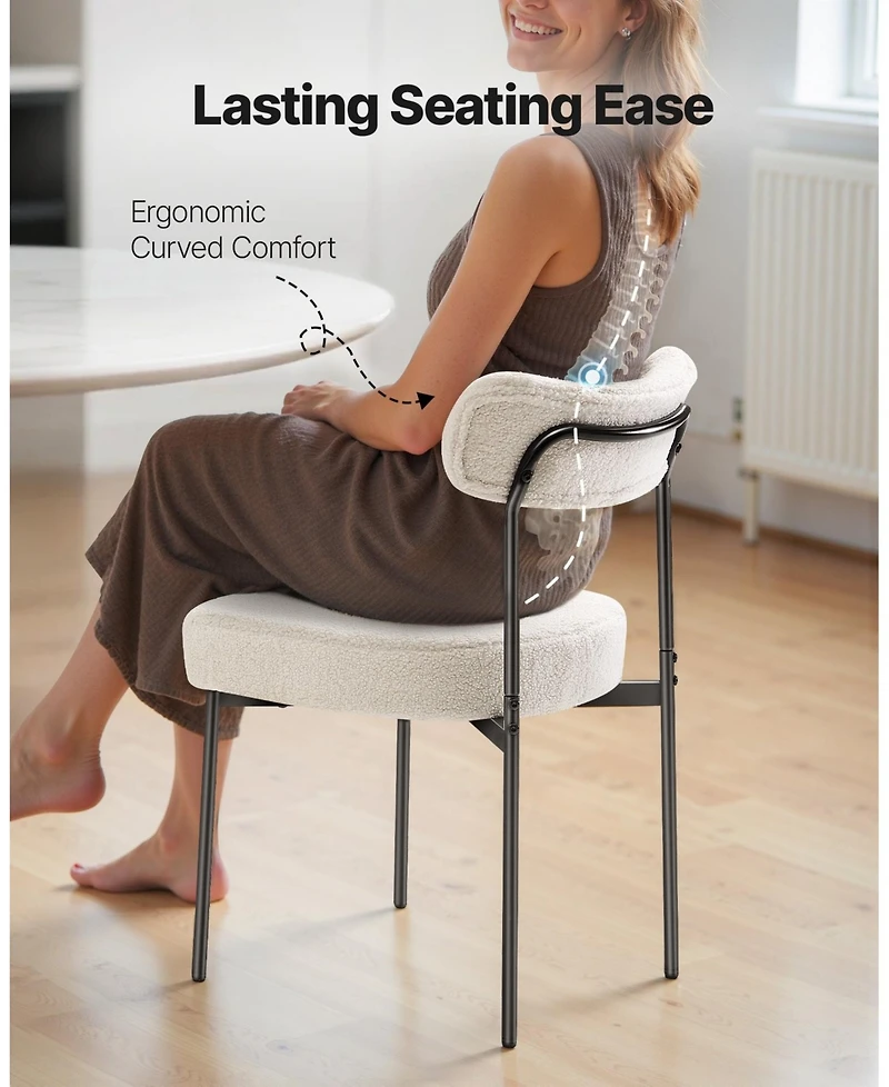 Sugift Boucle Dining Chairs Set of 6, Mid Century Modern Upholstered Side Chairs for Dining