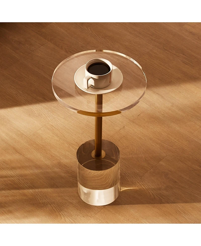 Sugift Clear Acrylic End Table, Round Side Table with Solid Base, 11.9 x 11.9 Inch