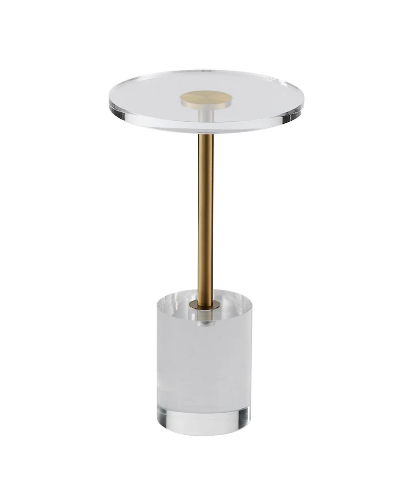 Sugift Clear Acrylic End Table, Round Side Table with Solid Base, 11.9 x 11.9 Inch