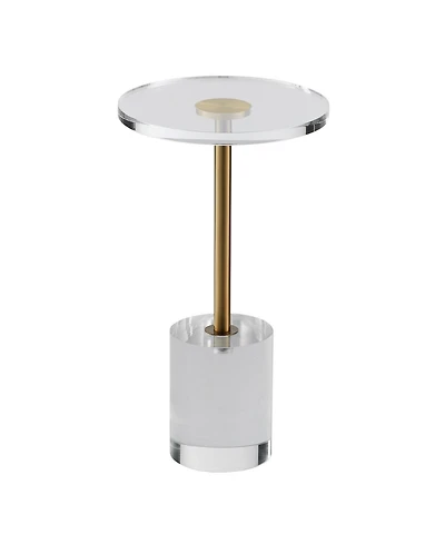 Sugift Clear Acrylic End Table, Round Side Table with Solid Base, 11.9 x 11.9 Inch