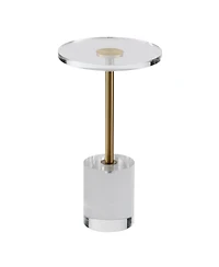 Sugift Clear Acrylic End Table, Round Side Table with Solid Base, 11.9 x 11.9 Inch