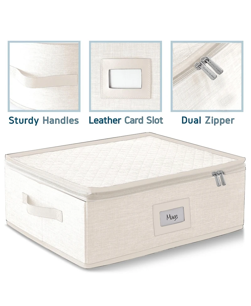 StorageBud Coffee Mug Storage, Quilted and Stackable Coffee Cup Storage Organizer for Service of 12, Mug Storage Box with Dividers