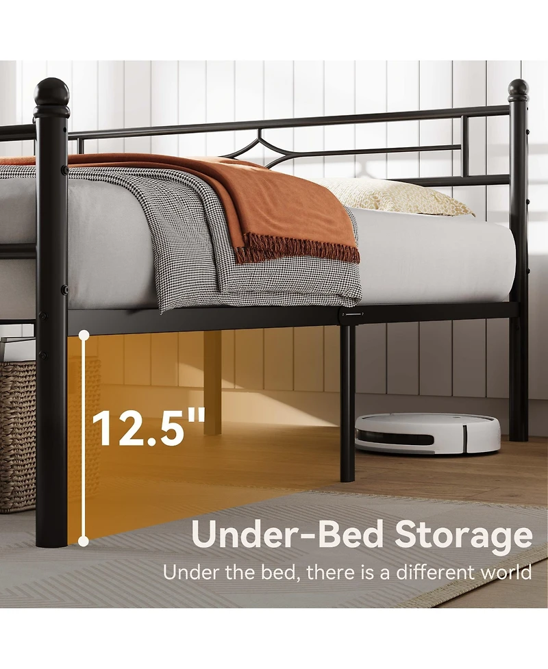 Sailvan Metal Platform Bed Frame with Headboard and Underbed Storage