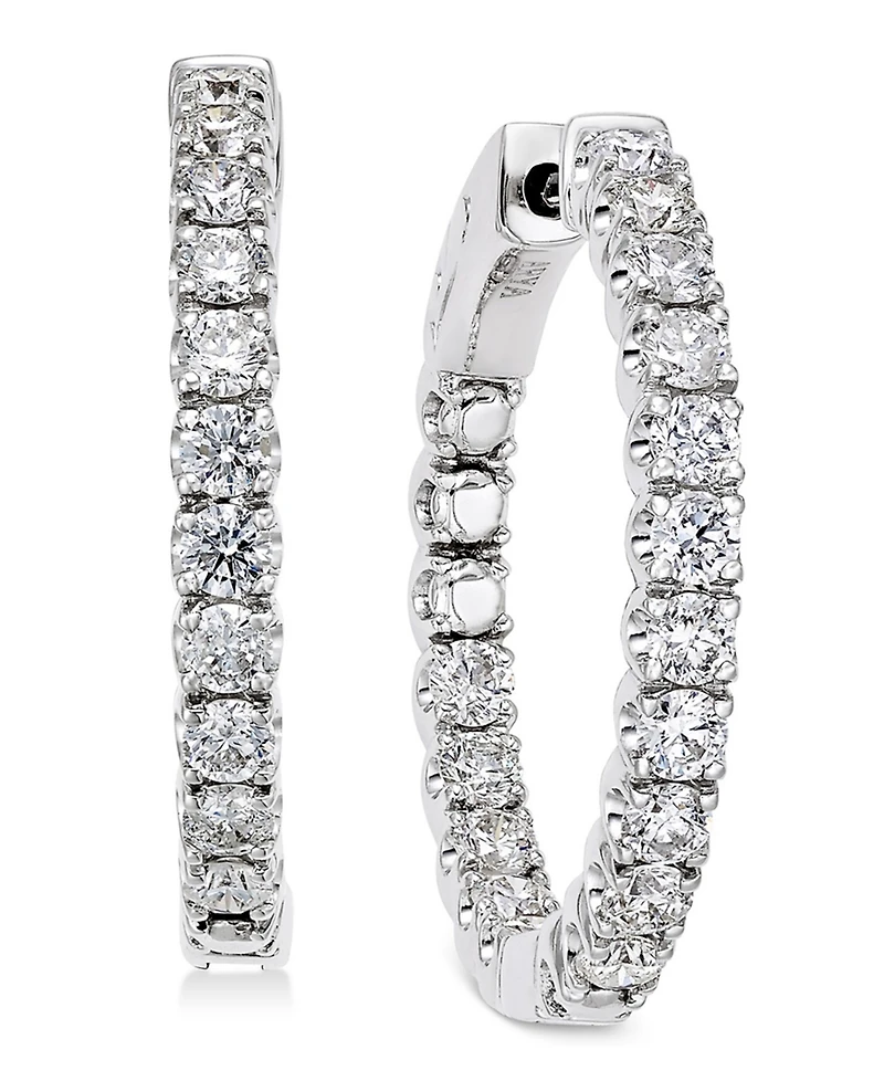 Diamond In-and-Out Hoop Earrings (2 ct. t.w.) in 14k White Gold