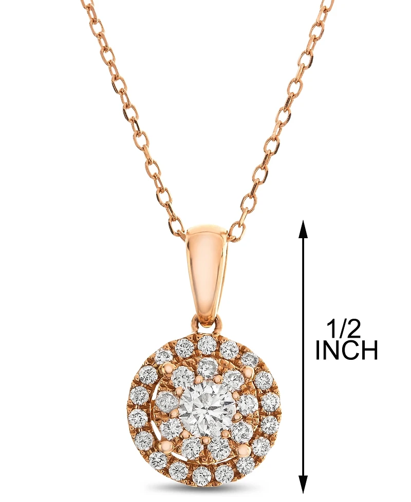 Diamond Halo Adjustable Pendant Necklace (1/2 ct. t.w.) in 14k Rose Gold