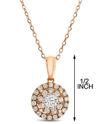 Diamond Halo Adjustable Pendant Necklace (1/2 ct. t.w.) in 14k Rose Gold