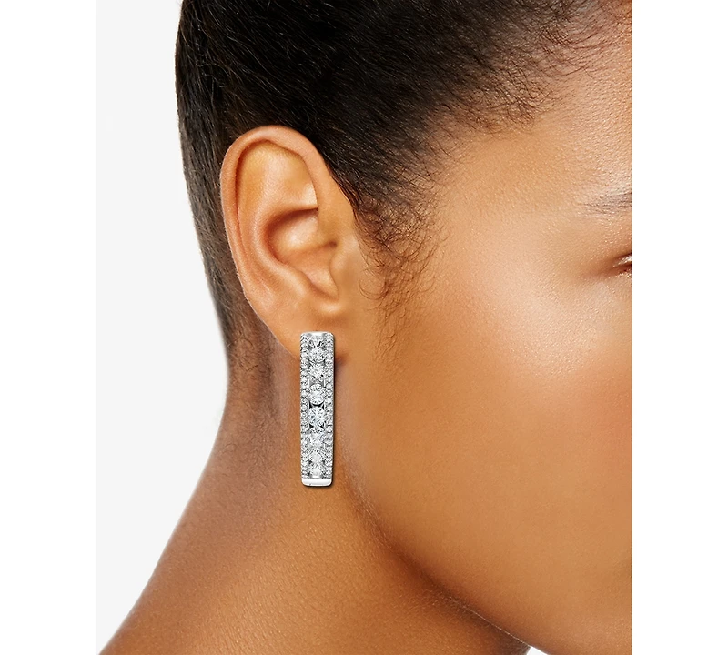 Diamond Openwork Small Hoop Earrings (1-1/2 ct. t.w.) in 14k White Gold, 0.75"