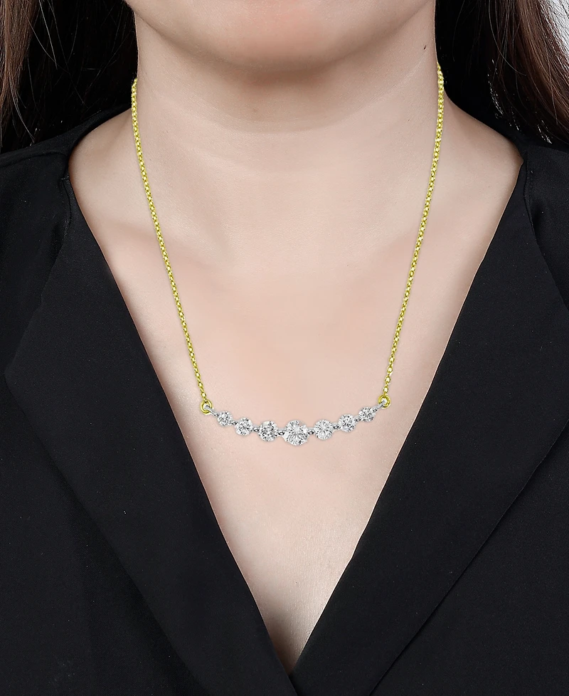 Diamond Graduated Bar Statement Necklace (1 ct. t.w.) in 14k Gold & White Gold, 16" + 2" extender