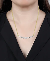 Diamond Graduated Bar Statement Necklace (1 ct. t.w.) in 14k Gold & White Gold, 16" + 2" extender