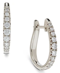 Diamond Oval Graduated Hoop Earrings (3/4 ct. t.w.) in 14k White or Yellow Gold