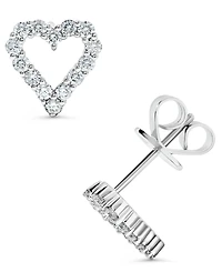 Diamond Heart Stud Earrings (1/2 ct. t.w.) in 14k White Gold