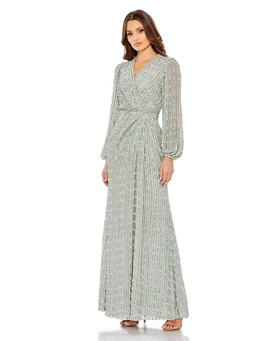 Mac Duggal Women's Sequin-Embellished V-Neck Evening Gown