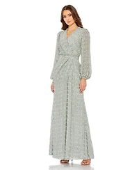 Mac Duggal Women's Sequin-Embellished V-Neck Evening Gown