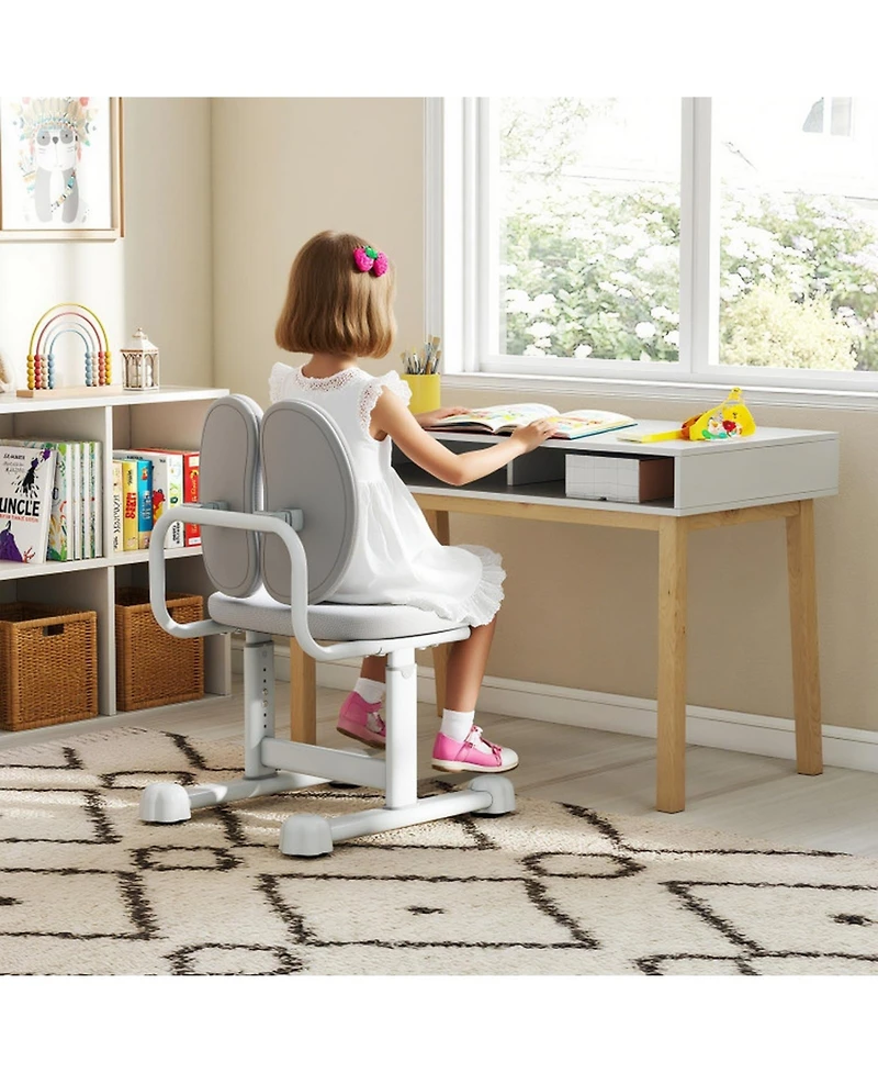 Gouun Padded Children Study Chair with Double Back Support and Adjustable Height