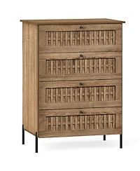 Slickblue Oak 4-Drawer Storage Dresser with Metal Legs for Bedroom Organization