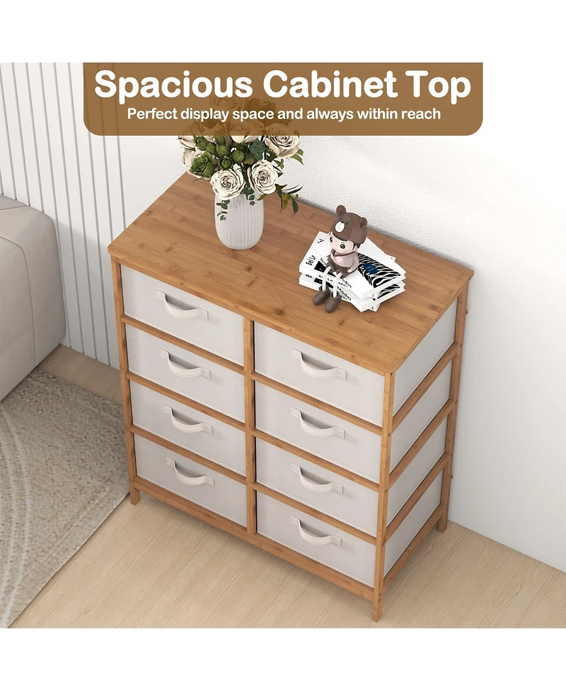 Slickblue 8 Drawer Bedroom Dresser with Removable Fabric Storage Bins