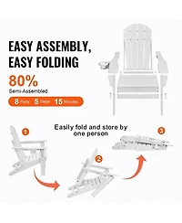 Sugift Set of 2 Folding Adirondack Fire Pit Chairs All-Weather Hdpe Plastic for Patio