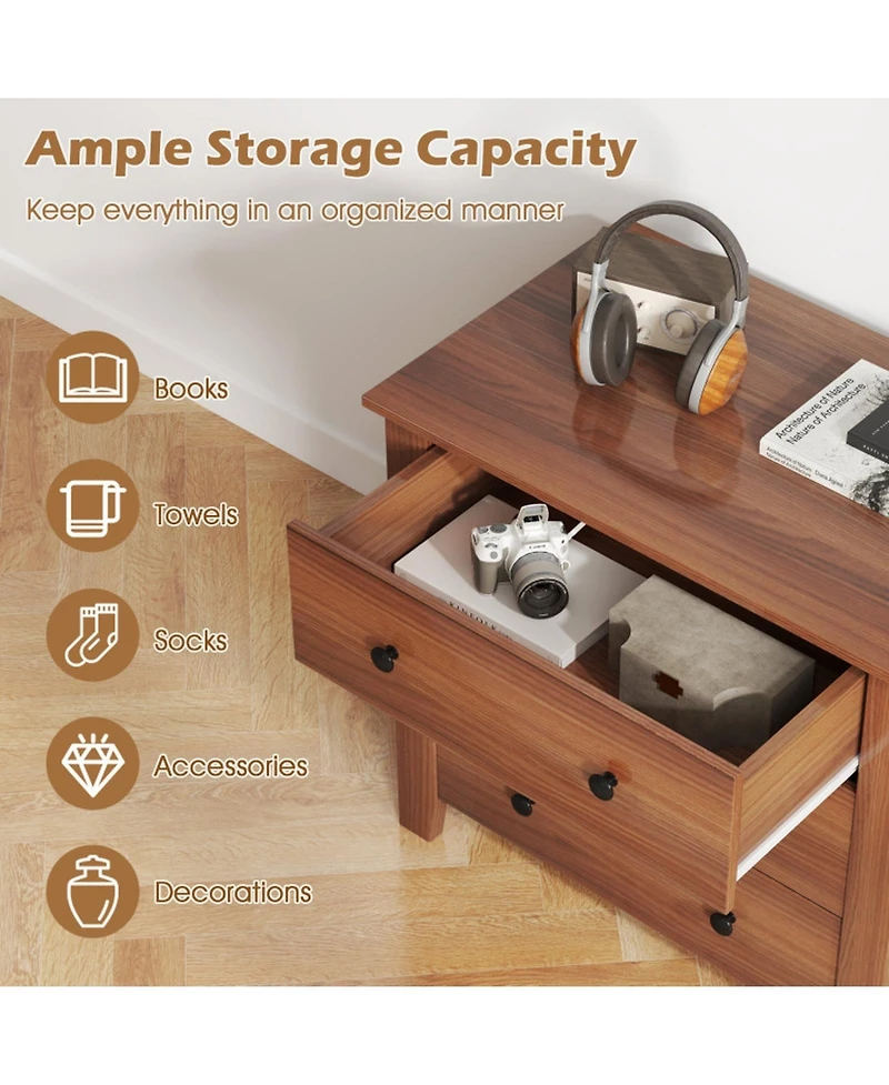 Gouun 3-Drawer Chest Dresser with Raised Base for Bedroom